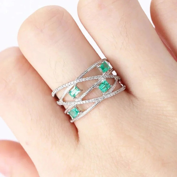 🎊Fashion Cross Multi Layer Romantic Gems Zircon Rings for Women, EVGG1300 - Picture 1 of 6